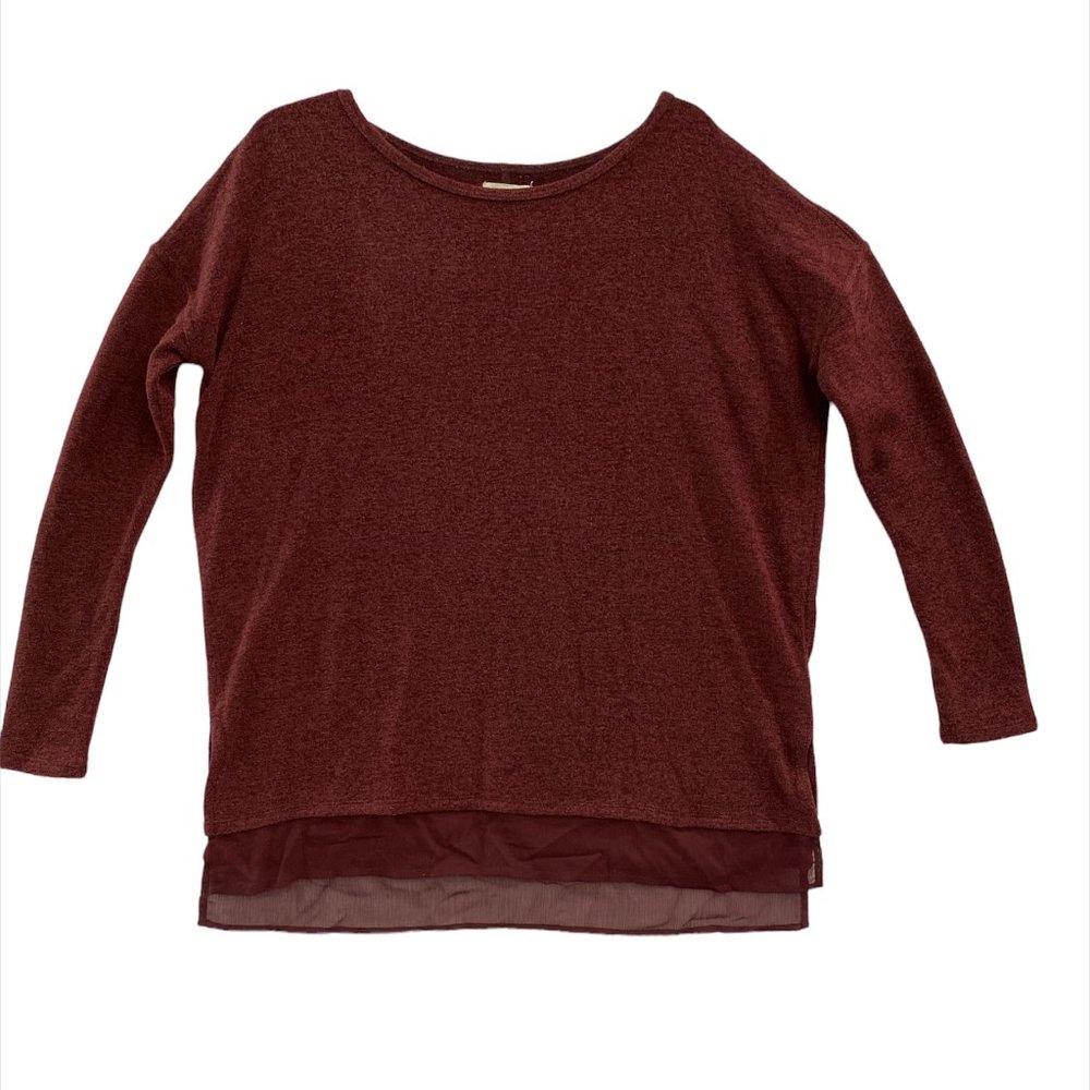 Silence + Noise Tunic Sweater Woman's Small Relaxed Fit Long Sleeve Wine Color